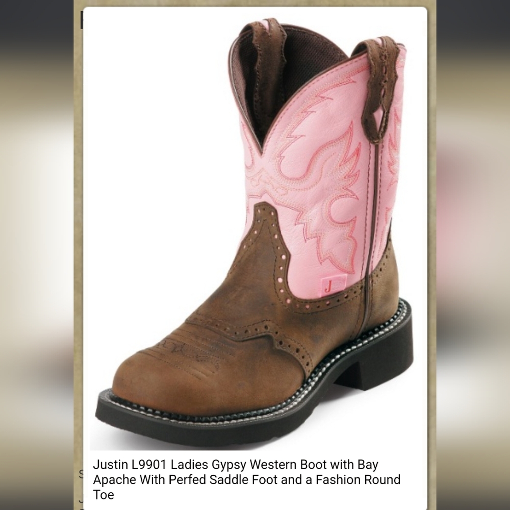 Justin Boots Ladies Gypsy Western Boot - Bay Apache and Pink